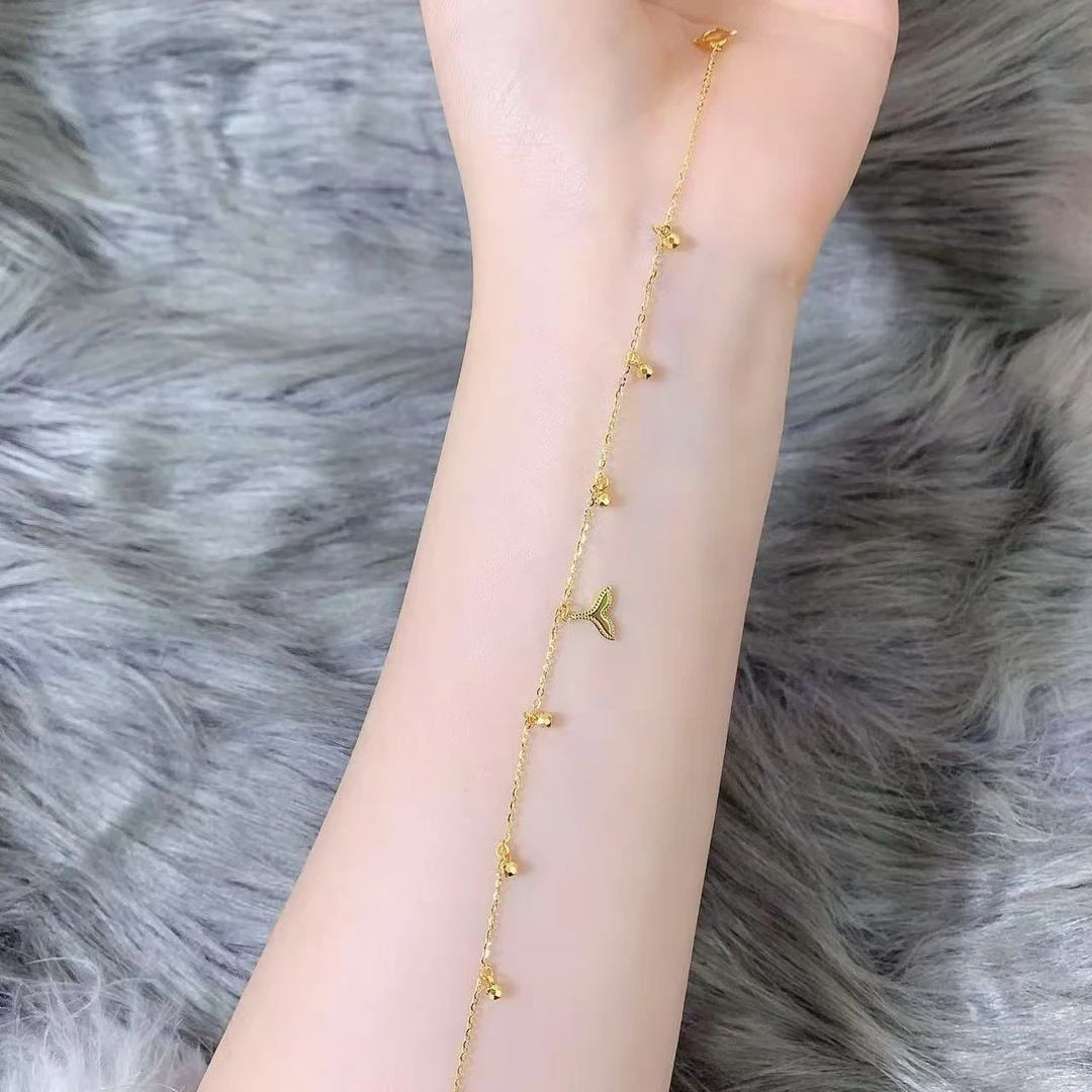 【伟新源】足金999 5G工艺 鱼尾脚链2.24克（21+3m）