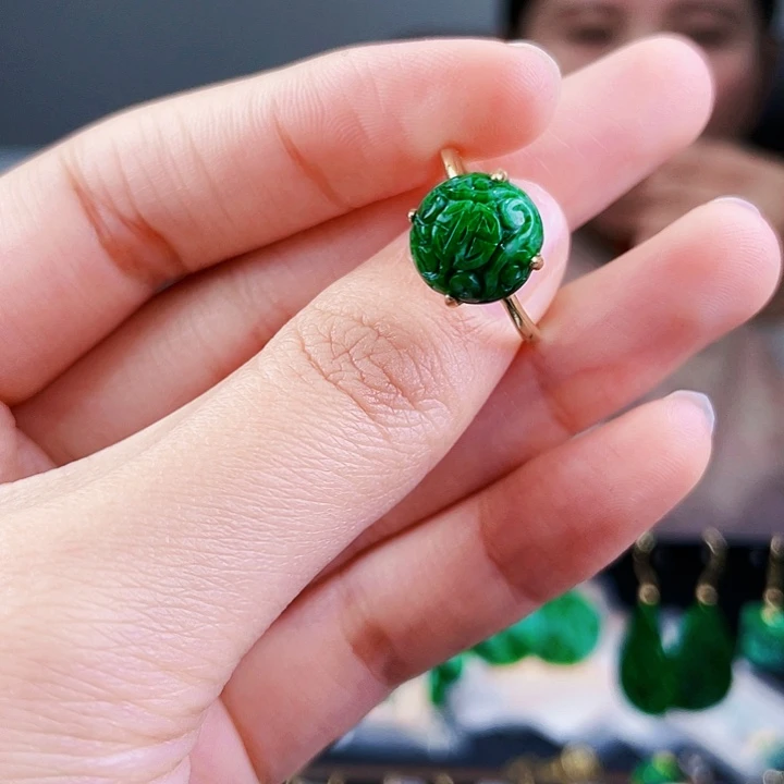 翡翠戒指银S925镶嵌饰品