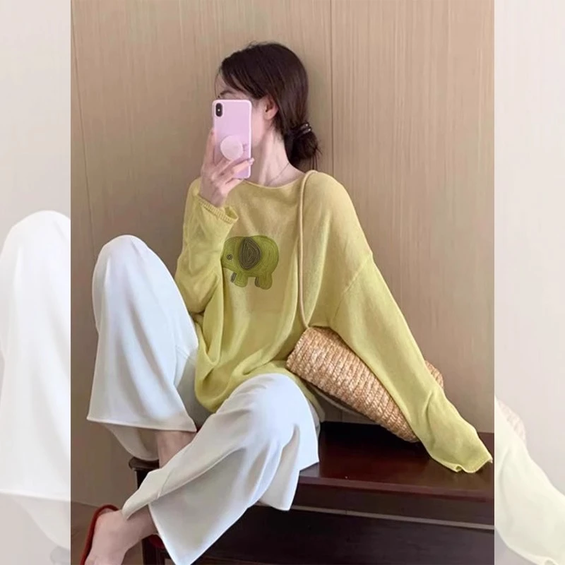 洋气减龄漂亮黄色绿小象罩衫女2025夏季新款独特别致流行防晒上衣