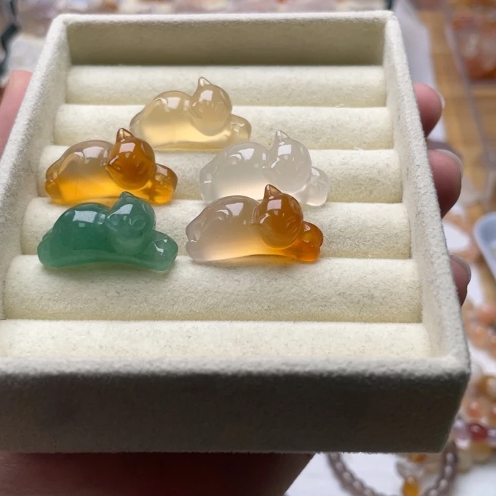 未镶嵌天然玛瑙趴趴猫/只玛瑙/玉髓