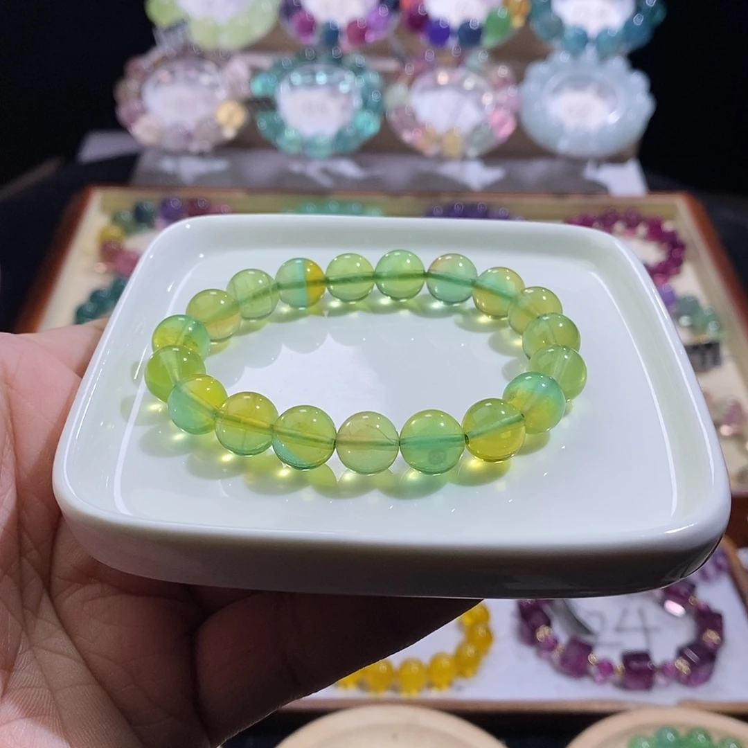 手链未镶嵌萤石10mm荧光黄绿