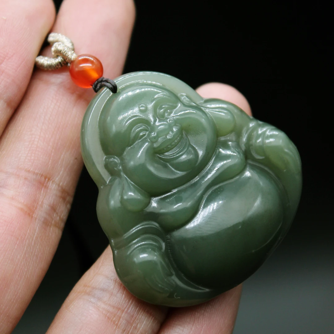 和田玉精雕立体笑面弥勒佛油润细腻时尚百搭佛公吊坠百搭美美哒