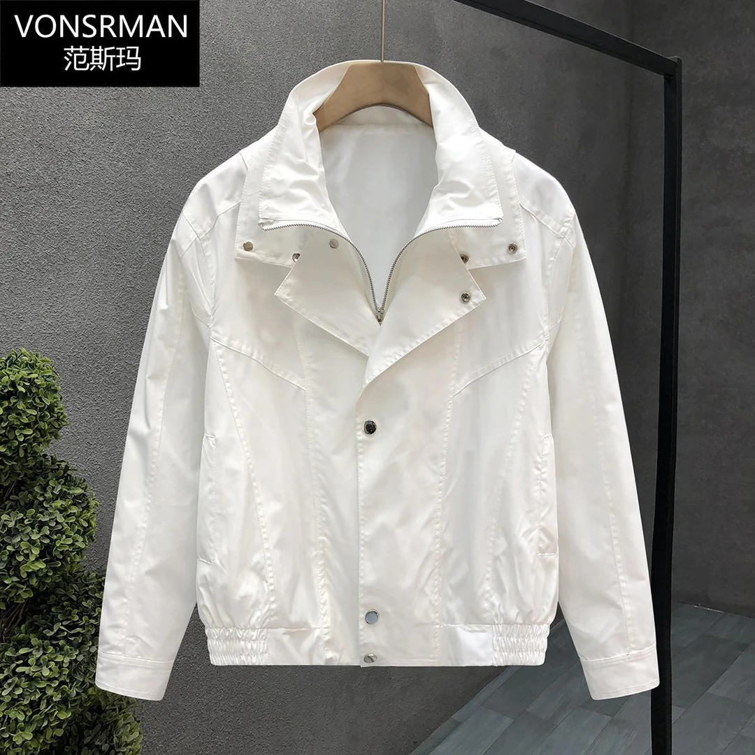 2025设计感双层领夹克衫男高端品质简约上衣男士春秋新款休闲外套