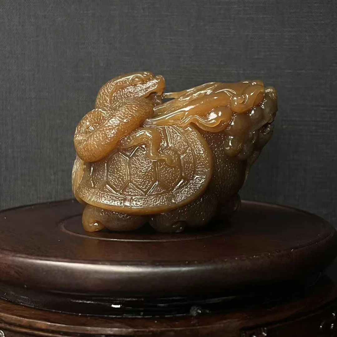 lot1532和田玉玄武手把件 糖料72.3*55.3*47.9mm/232.9g/北京世纪