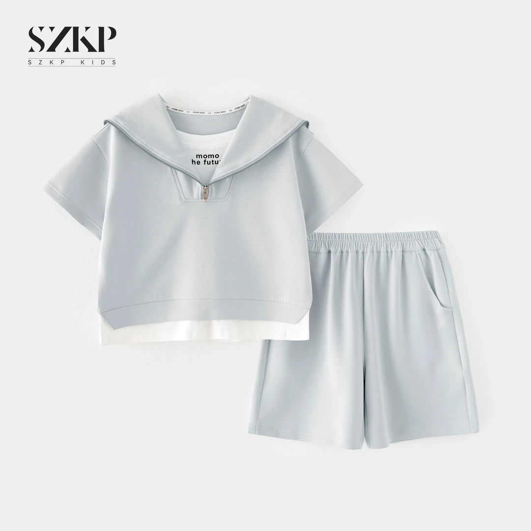 【SZKP】薄款短袖短裤两件套女童夏季新款儿童洋气时尚潮款休闲套装