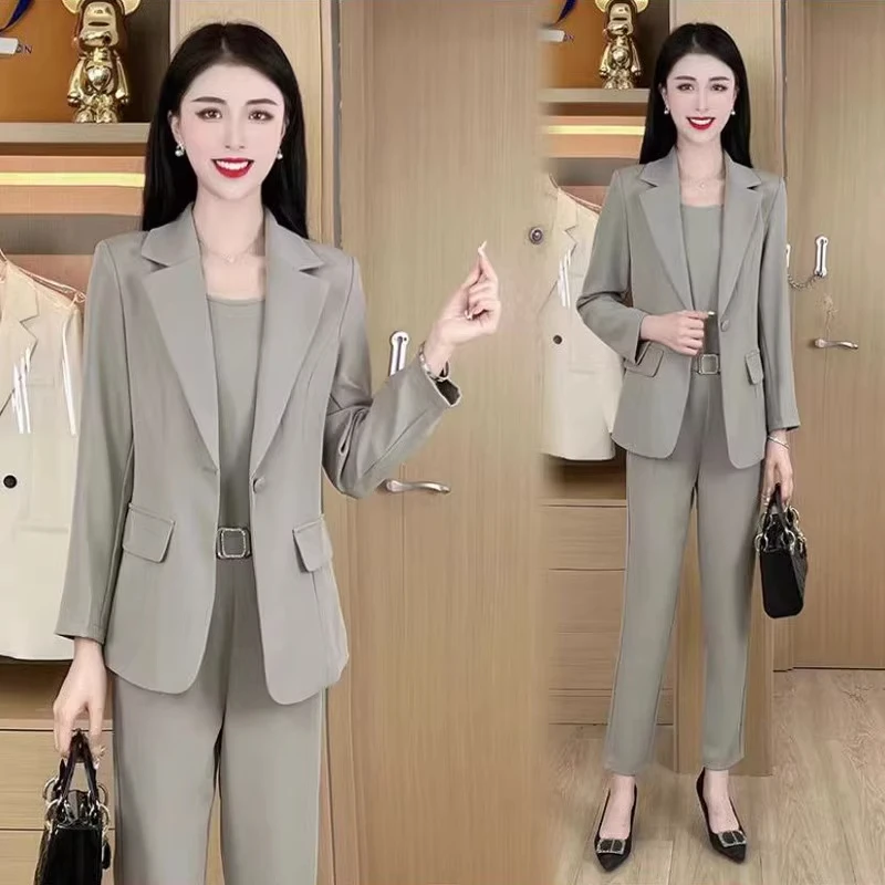 时尚西装套装女2025春秋新款时髦洋气休闲气质高级感职业三件套潮