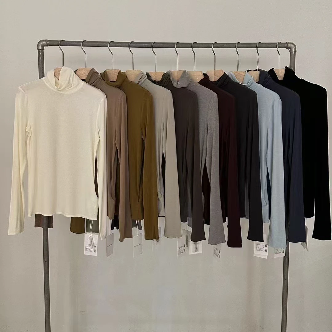 03203 秋冬大爆款堆堆领长袖打底衫秋冬内搭纯色