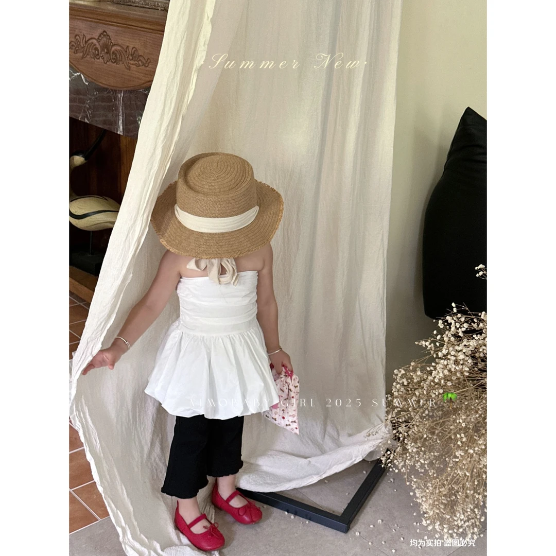 NIMO【美芽】韩版夏季新款宝宝时尚亲肤透气外穿纯色上衣裙