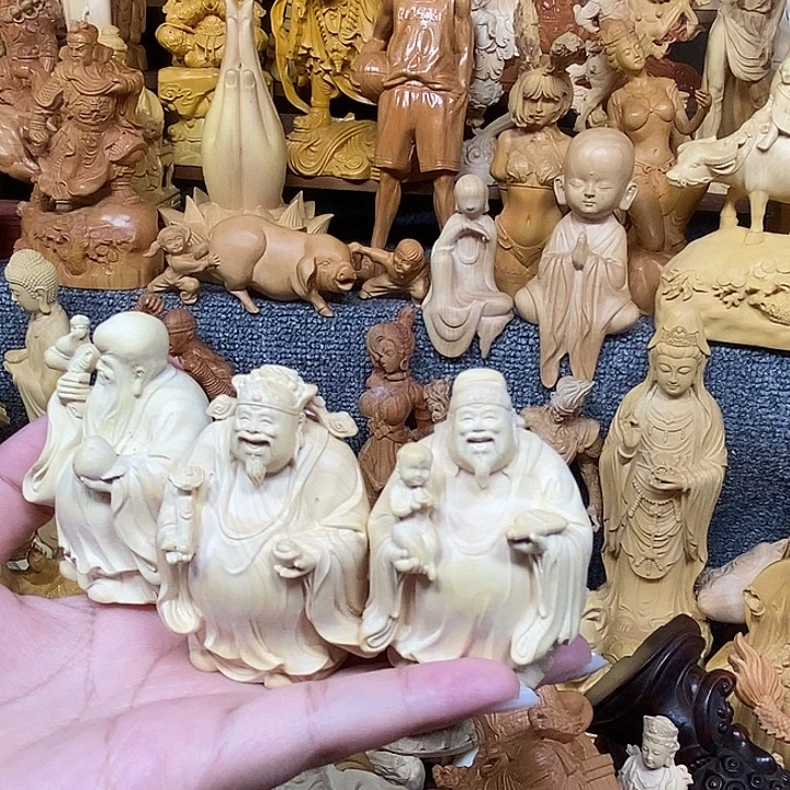 黄杨木黄杨木瑕疵福禄寿