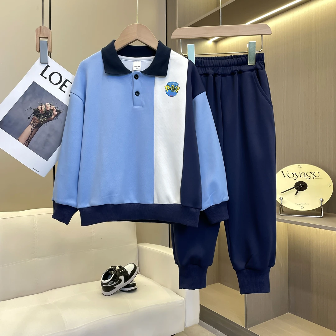 男童休闲套装2024秋冬装新款加绒中大童韩版童装套装男大童X310