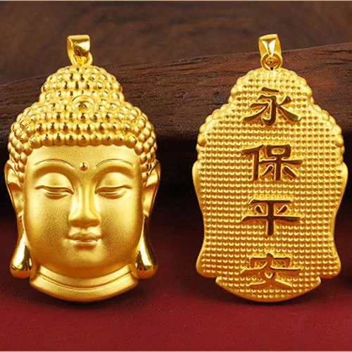合金吊坠 大号金色佛头吊坠项坠饰品大佛头情侣女款时尚手工挂坠