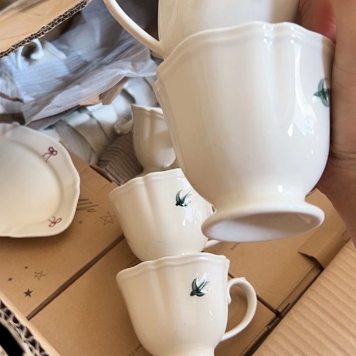 瓷片默认瑕疵商品山竹杯子4个