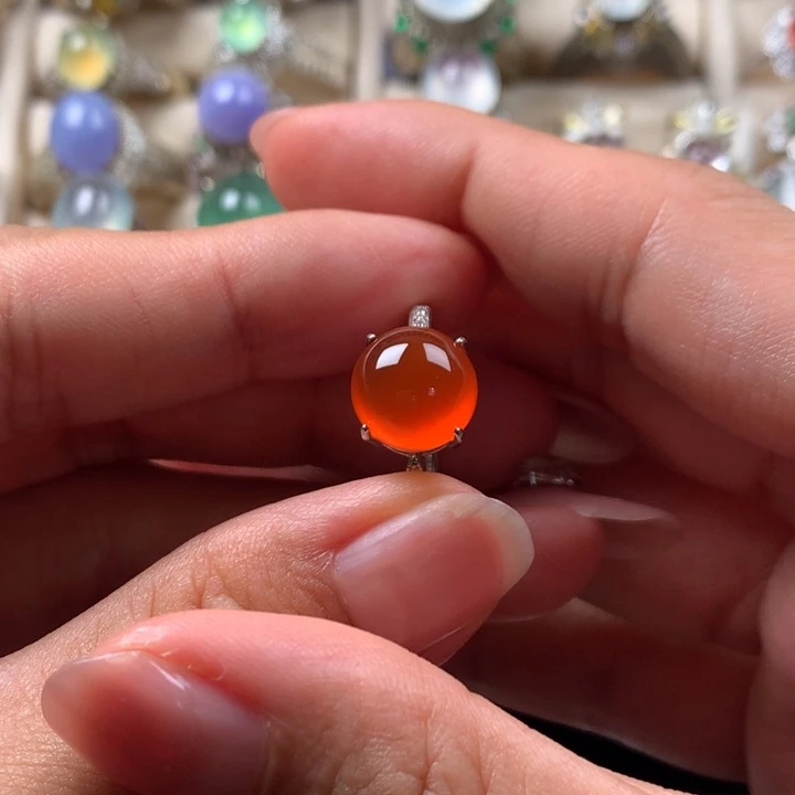 南红玛瑙银S925镶嵌戒指宝山南红天然原矿