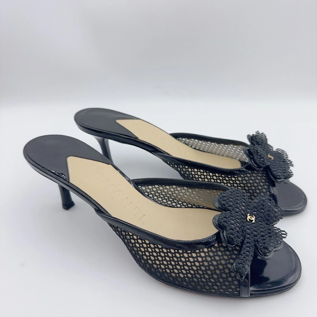 95新 Chanel/香奈儿 36码/双C高跟凉拖/01551