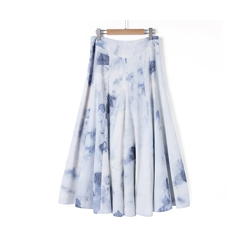 QC裂渡念念【袅袅青烟】微胖大码新中式显瘦高腰国风阔腿裤XS404N25