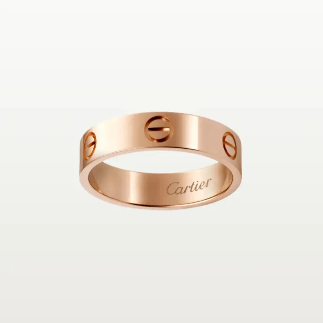未使用 Cartier/卡地亚 LOVE系列 18k玫金宽版无钻戒指 65码/24年