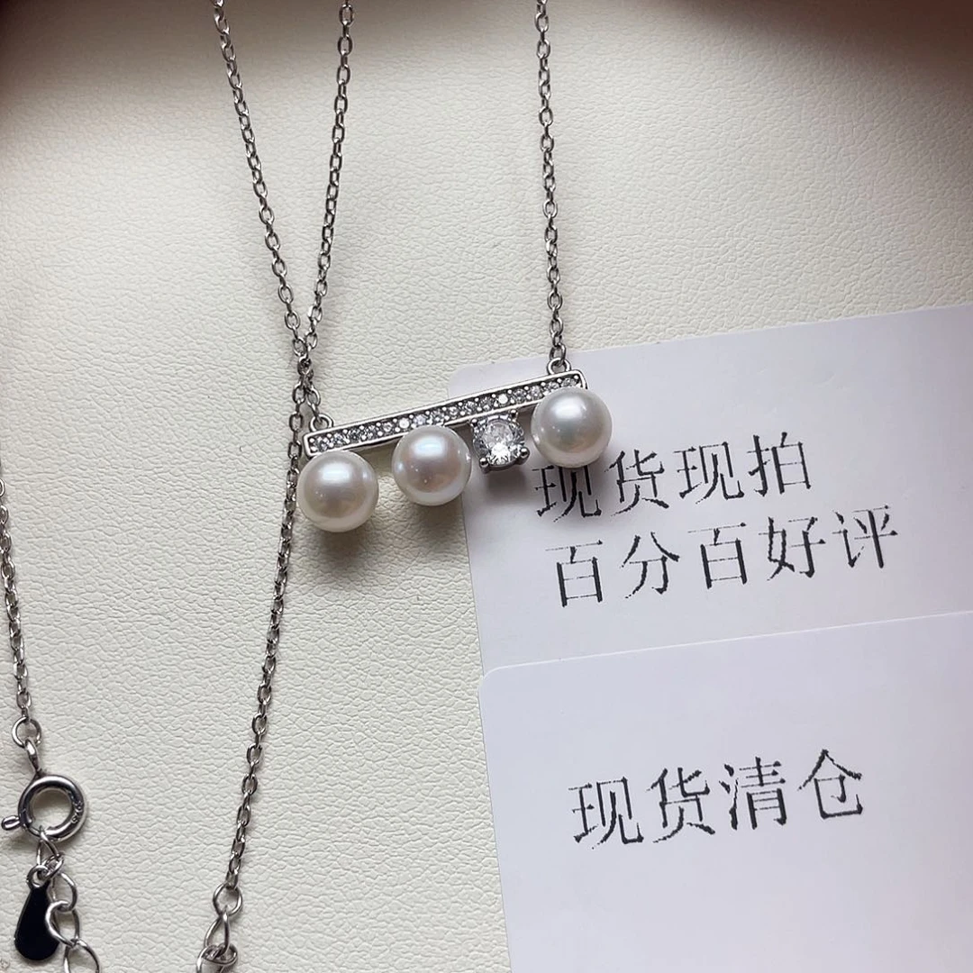 淡水珍珠银S925镶嵌套链