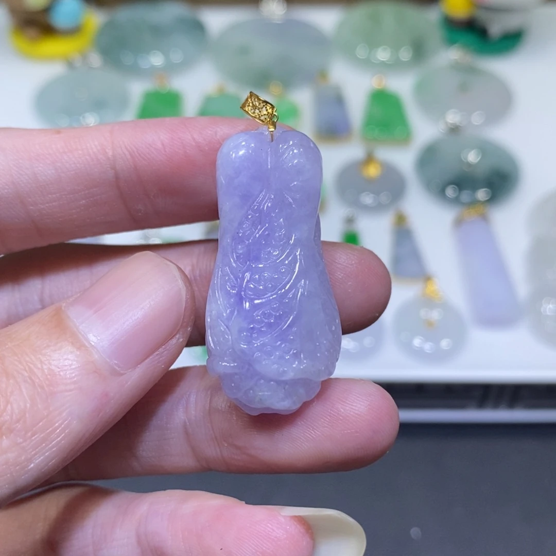 翡翠18K金镶嵌吊坠(不含链)