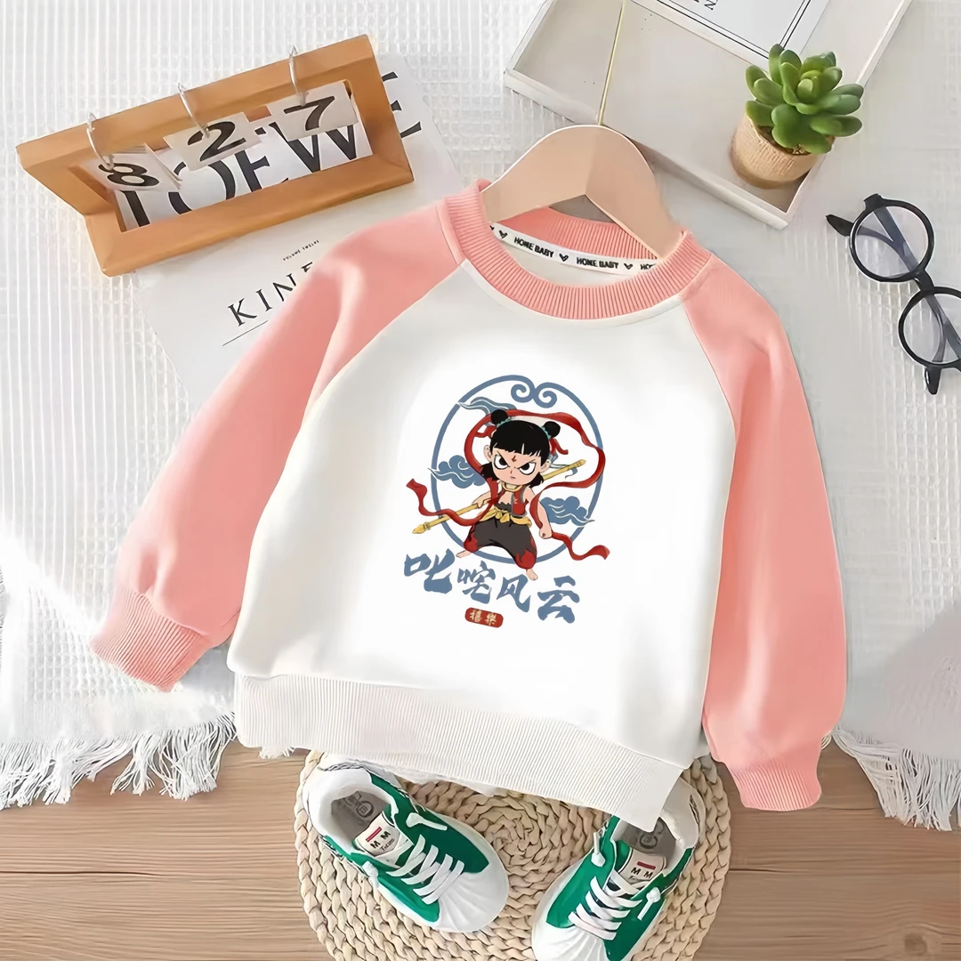 新款童装儿童休闲圆领卫衣上衣春秋款卡通男童女童男童卫衣秋季款