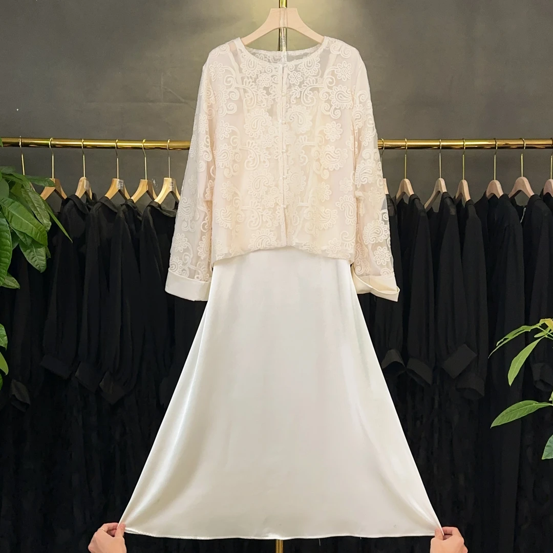 【RG5708】2025年新款显瘦气质轻奢时尚简约法式百搭长袖长款连衣裙