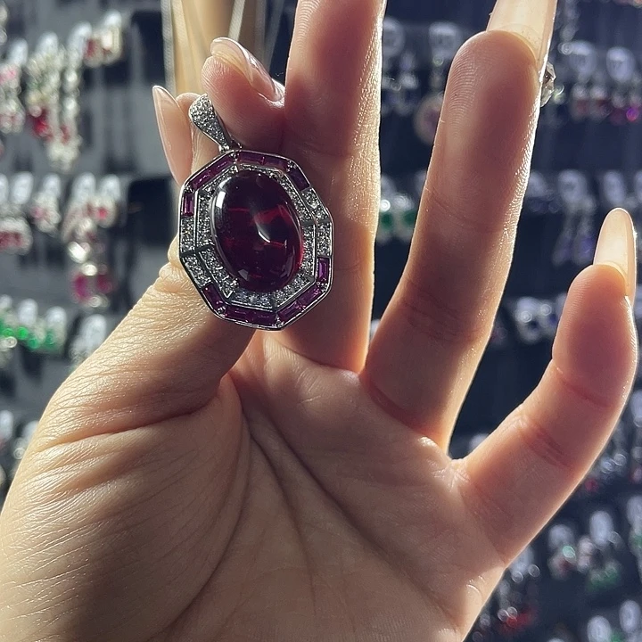 颈饰红宝石银S925镶嵌