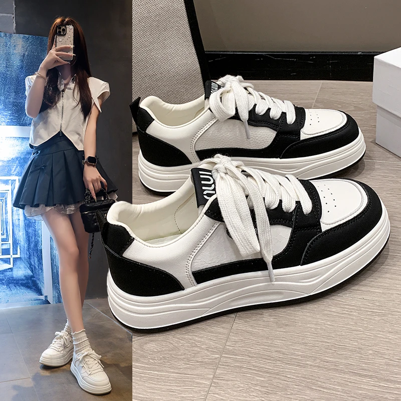 厚底女鞋夏季板鞋2025新款秋季厚底休闲百搭学生小白鞋耐磨不累脚