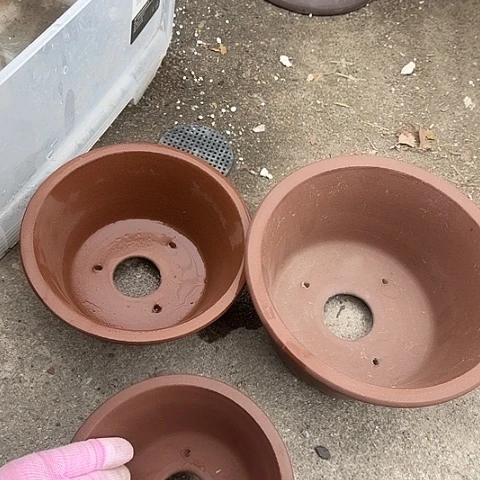 紫砂宜兴紫砂朱泥碗盆三件套