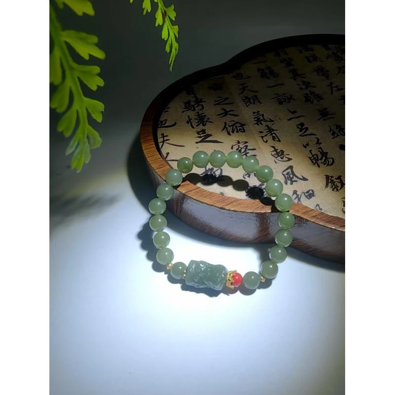 和田玉 扎基拉姆 单圈手串（无礼盒 ）1008