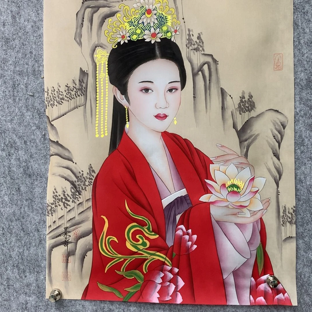 国画崔老师绢布作品