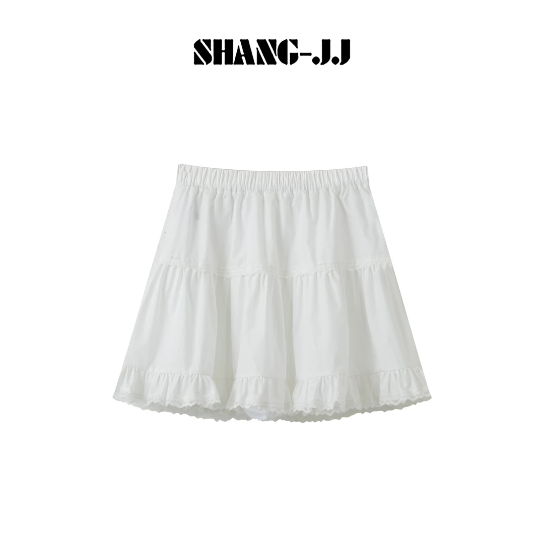 SHANG-JJ【乖甜少女】25ss新品棉时尚花边蕾丝柔软半身裙q134254p