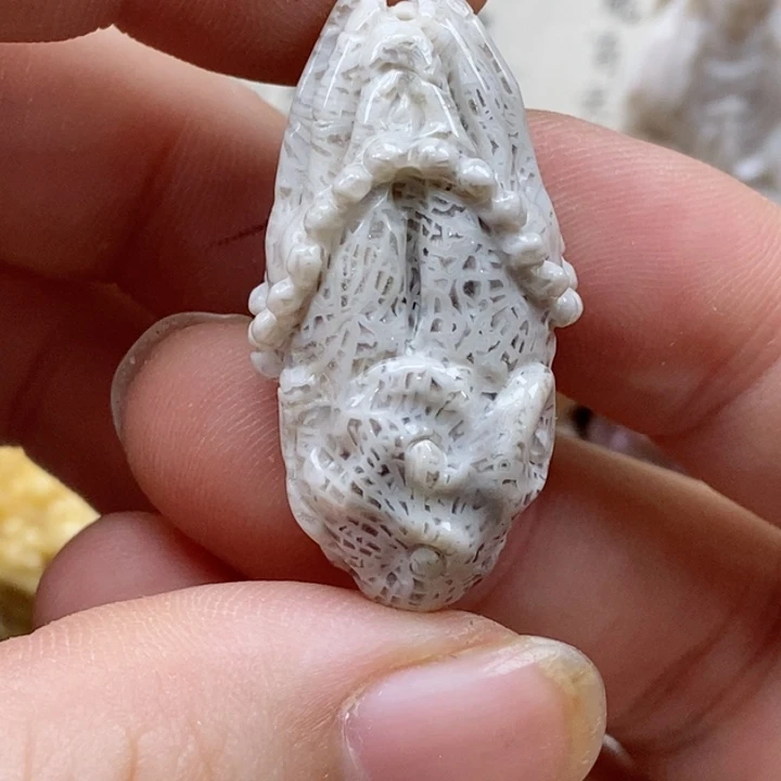 颈饰未镶嵌硅化珊瑚（珊瑚玉）