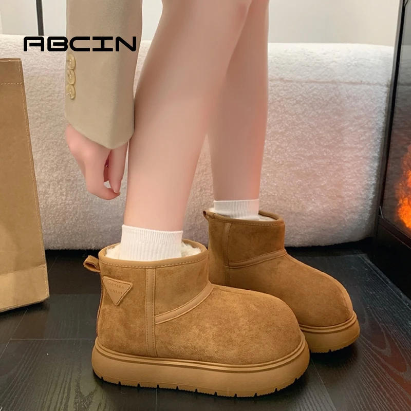 ABCIN短筒雪地靴面包鞋女款D加绒加厚保暖大头丑萌女鞋LJY-FF-18
