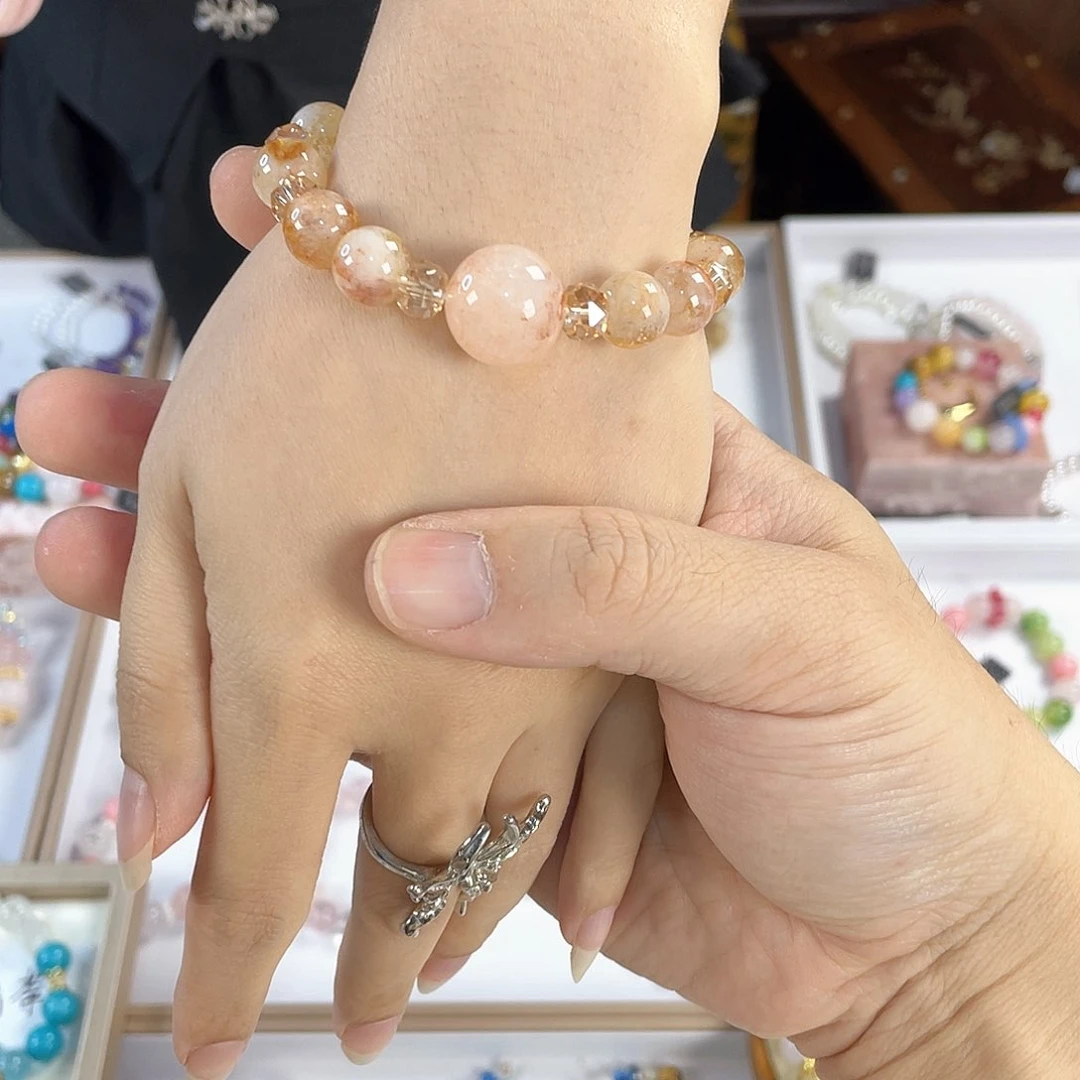 水晶手链银S925镀金镶嵌