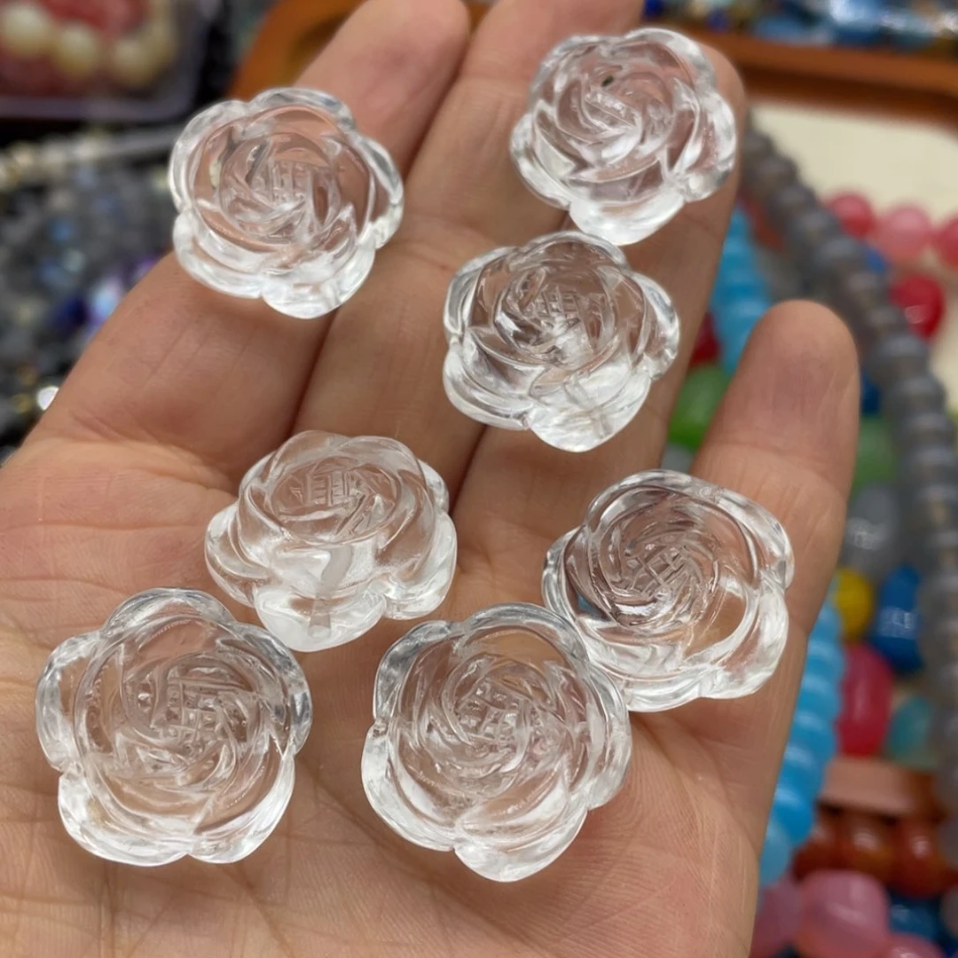 玛瑙/玉髓珠宝半成品未镶嵌白水晶山茶花一颗