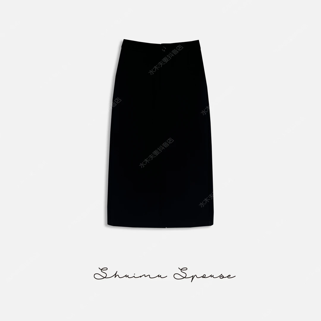 水木夫妻百搭极简休闲半身小黑裙SM3404