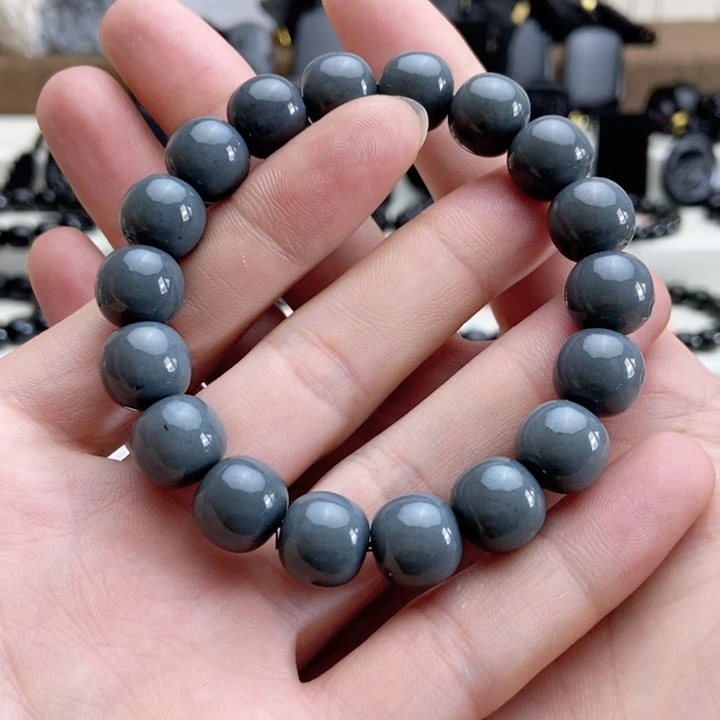 颈饰未镶嵌和田玉卡12老型手串油库料色标级莫兰迪灰