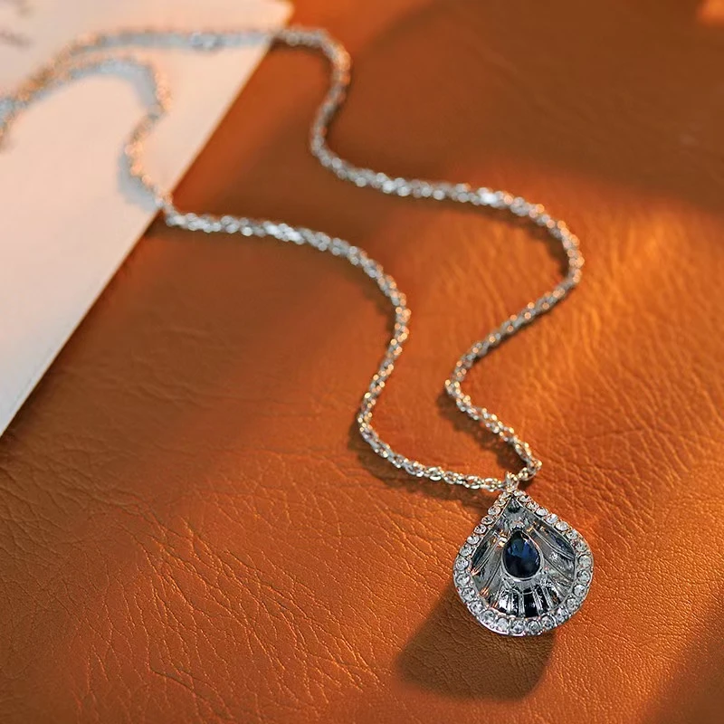 铜合金项链 a151---宝蓝色水滴个性百搭欧美时尚项链