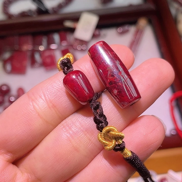 你***天天然辰砂朱砂桶珠