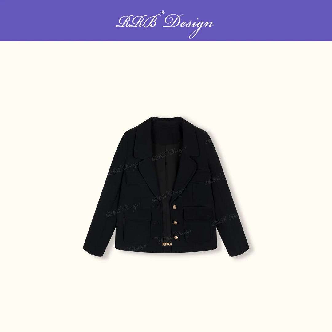 RRB Design「山茶花」意大利进口100羊毛简约百搭翻领纯色长袖外套