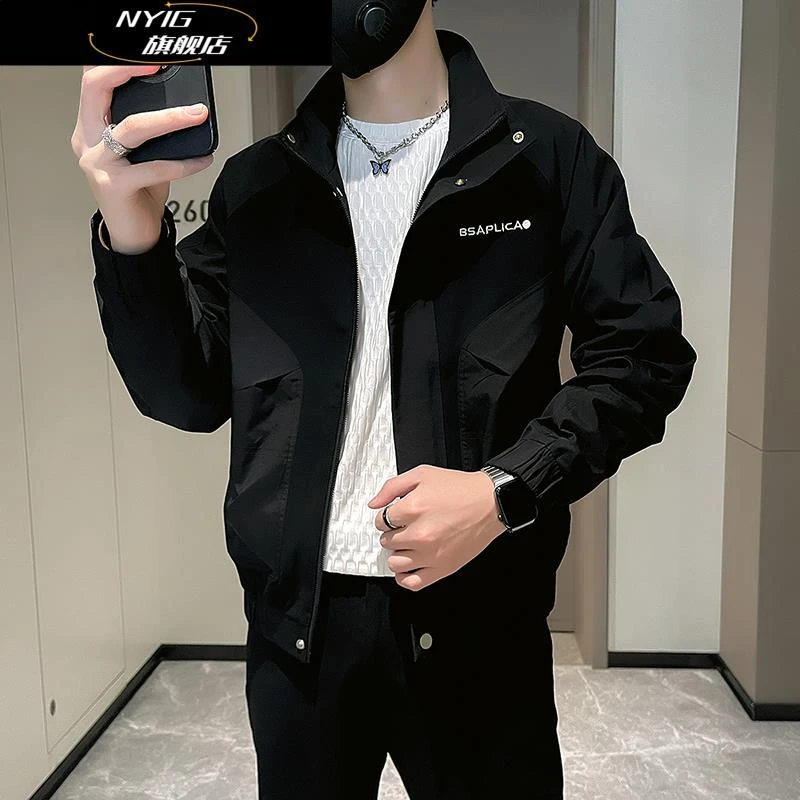 NYIG痞帅工装外套男春秋款潮流刺绣夹克2025新款男士休闲秋装上衣