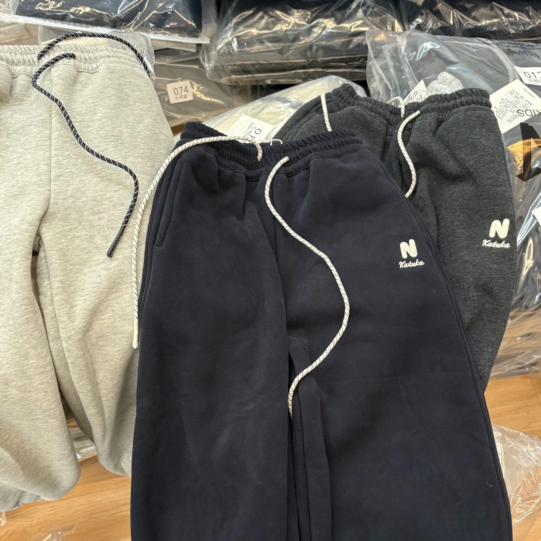 小熙家冬季新款优米家大童刺绣加绒卫裤010