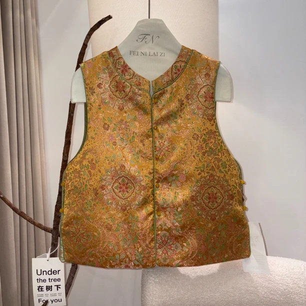 矜贵两面穿马褂 新中式提花缎面上衣马甲