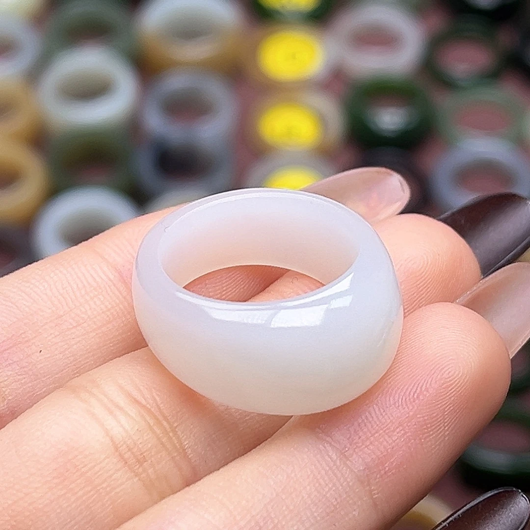 和田玉未镶嵌戒指17.6糯白馒头戒