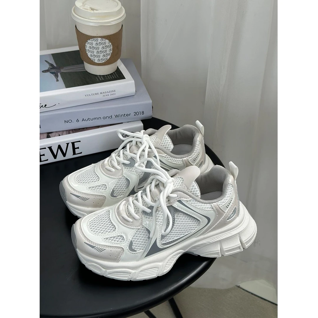 【香港轻奢Sakurano&樱央】2025春季新款网眼老爹鞋透气厚底增加时