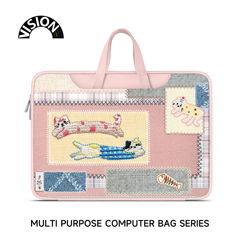 唯鑫V-SION小猫印花笔记本电脑包手提重磅包推荐男女生平板收纳包