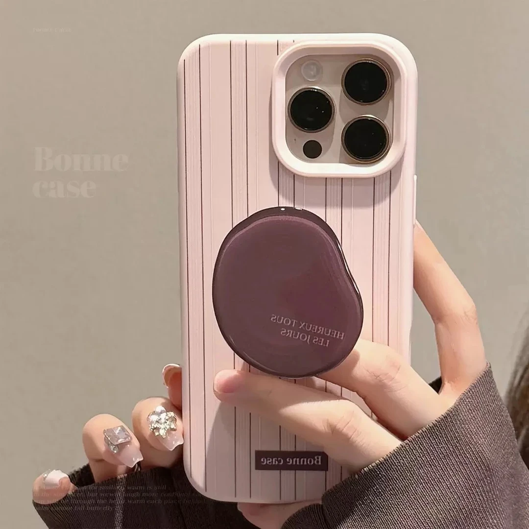 奥菲顿简约竖条纹支架适用iPhone16/15pro苹果手机壳糯米1413套12