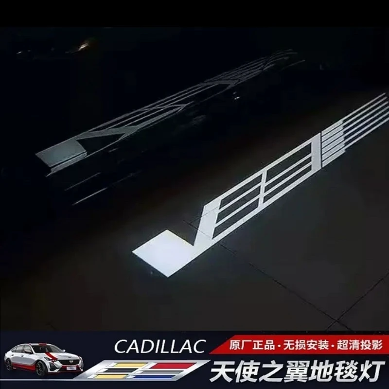 适用于凯迪拉克后视镜CT5CT4CT6天使之翼迎宾灯黑翼V地毯灯原厂