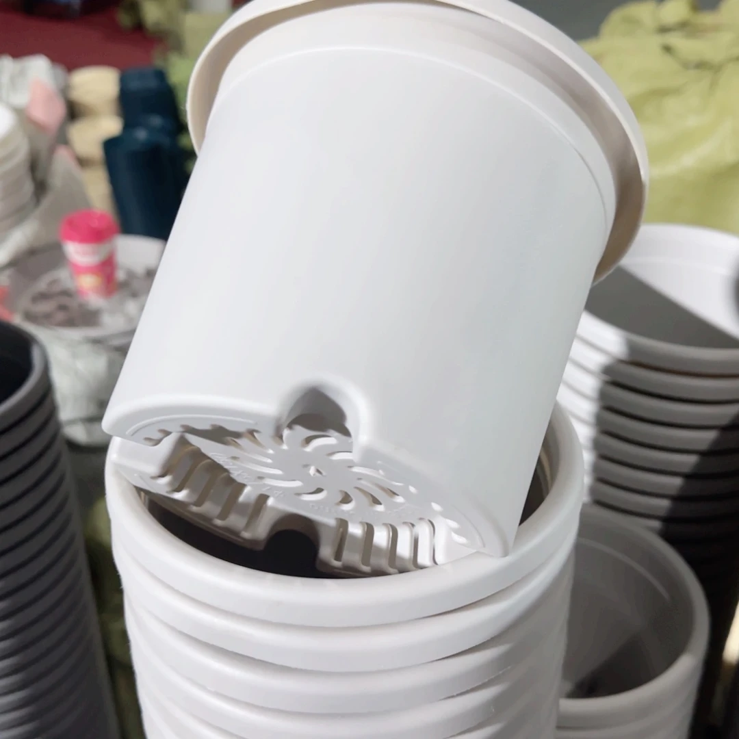 树脂四季盆2#无拖微瑕灰白13