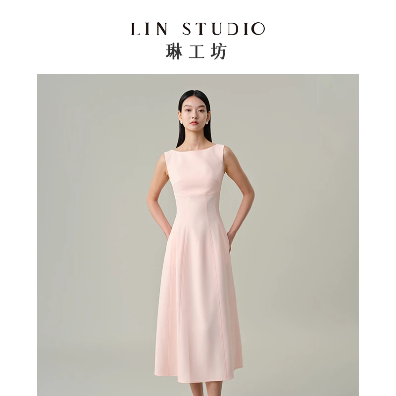 【粉丝许愿款 连衣裙】琳工坊“时夕”粉色连衣裙优雅法式唐琳设计师