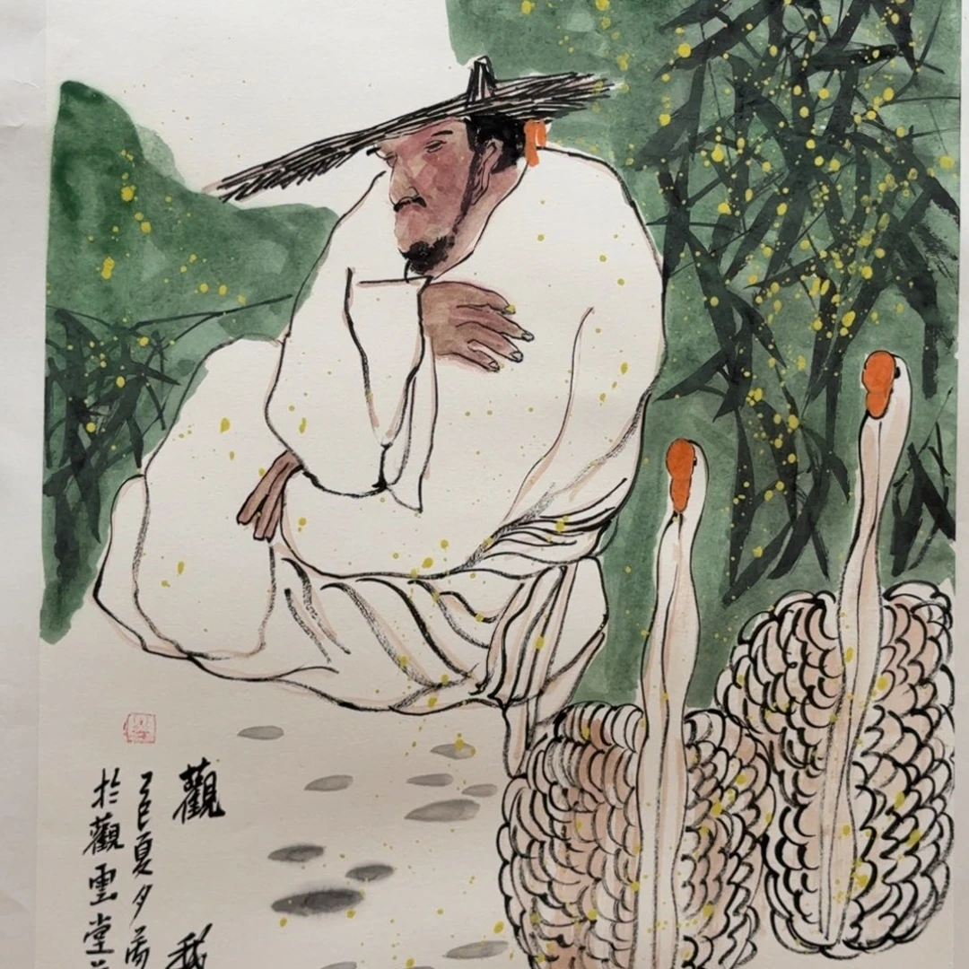 国画四尺三开作品人物